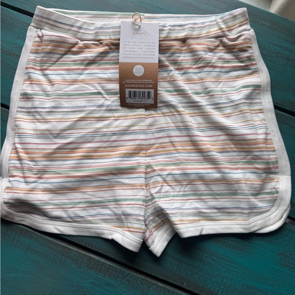 Goumi Other - Goumi Kids White Athletic Shorts with Pastel Stripe Detail